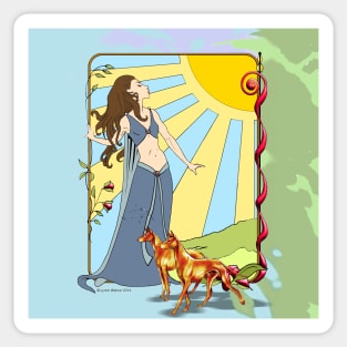 Goddess with two Cirneco Dell'Etna Sticker